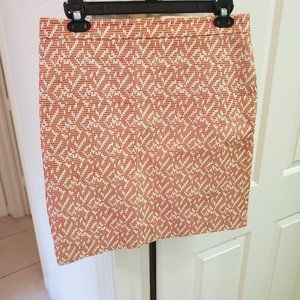J. Crew Orange Embroidered Pencil Skirt